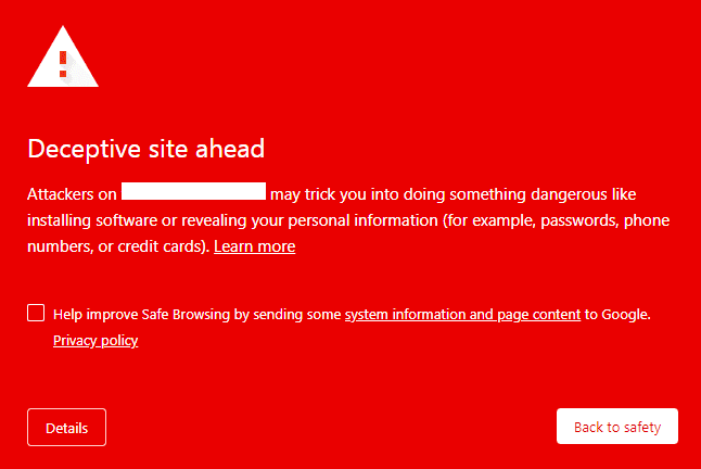 Site Showing Warnings Like “Deceptive Site Ahead"